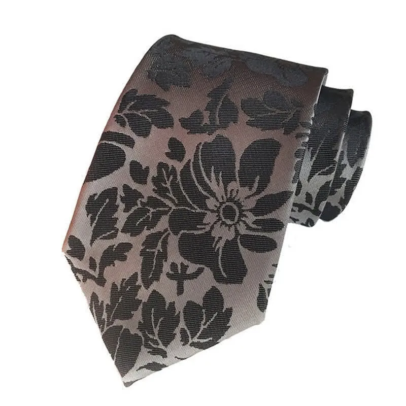 2Pcs Men's Garden Leaves Floral Necktie Set