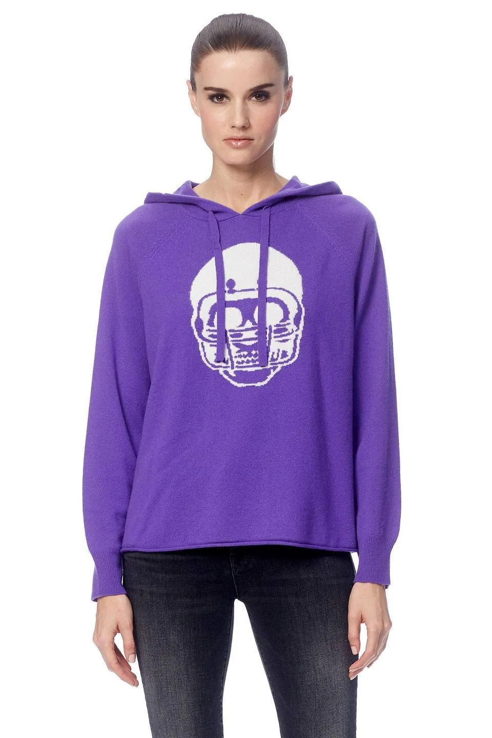 360 Cashmere - Collegiate Skull Hoodie in Purple/Chalk