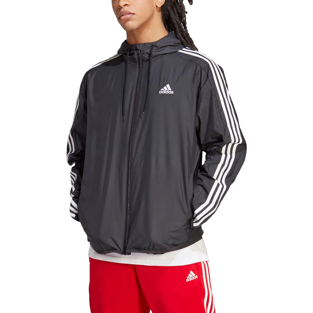 adidas Men's Essentials Woven 3-Stripes Windbreaker