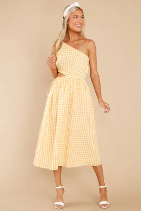 All The Excitement Yellow Gingham Midi Dress