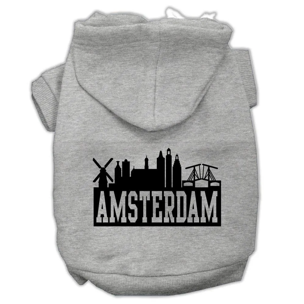 Amsterdam Skyline Screen Print Pet Hoodies Grey Size Xl (16)