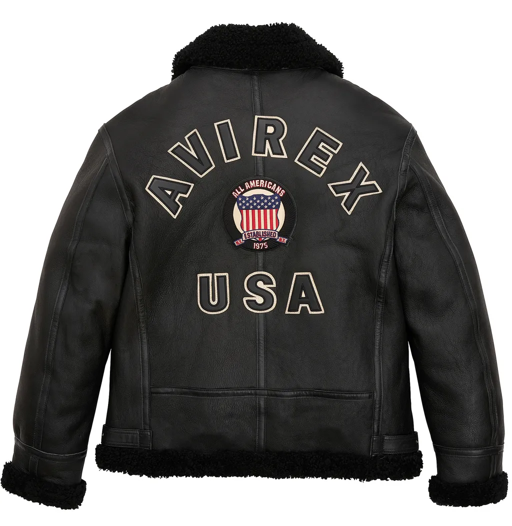 Avirex B3 Shearling Jacket Iconic Black Leather Hot Sale