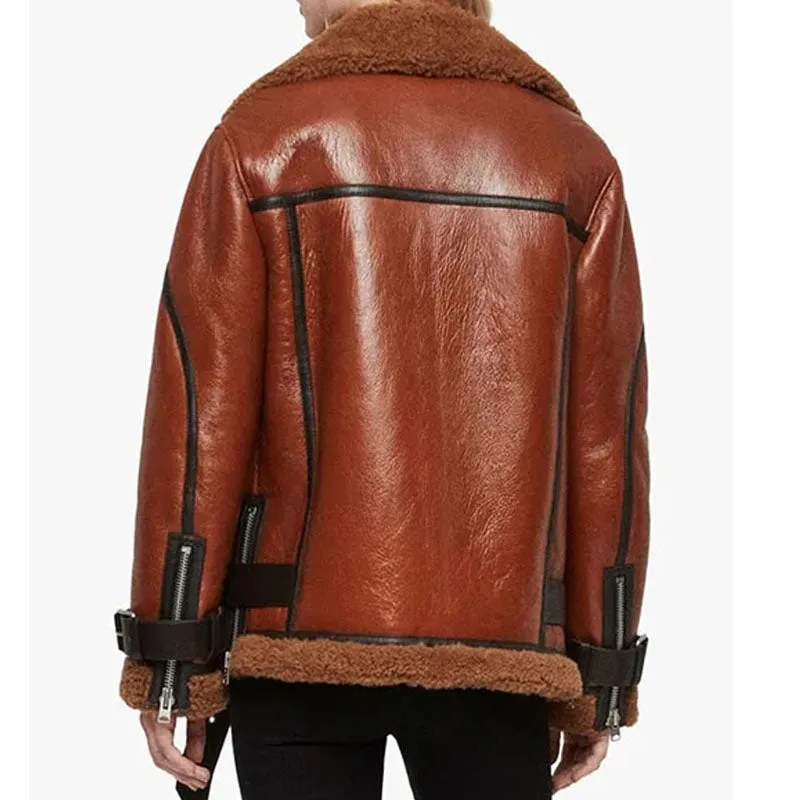 Best Genuine Blanche Rusty Brown Oversized Shearling Jacket