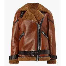 Best Genuine Blanche Rusty Brown Oversized Shearling Jacket