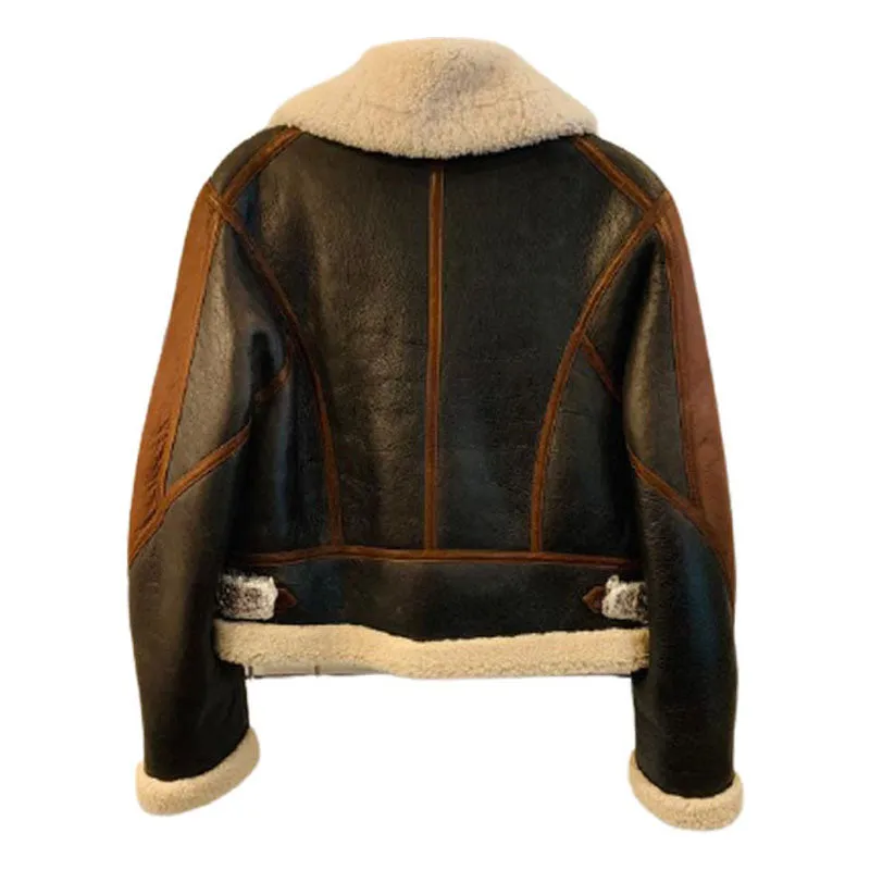 Best Genuine Style Brown Cropped Aviator Shearling Jacket