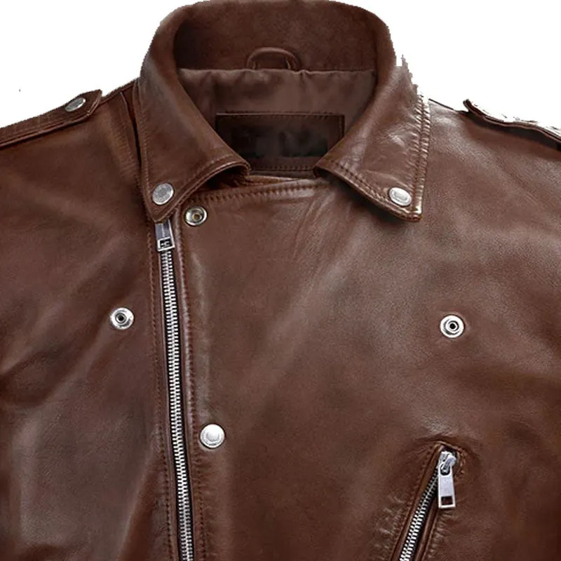 Best Motorcycle Fashion Biker Beast Spanish Brown Leather Jacket