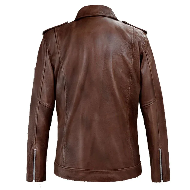 Best Motorcycle Fashion Biker Beast Spanish Brown Leather Jacket