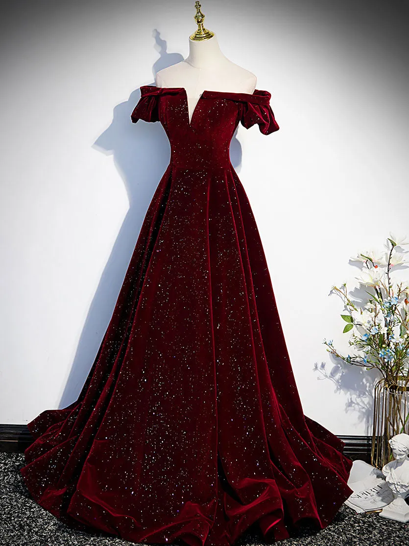 Burgundy Velvet Long Prom Dress Burgundy Long Formal Dress