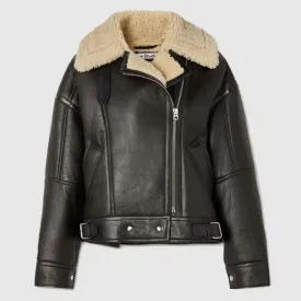 Buy Best Sale Black Women B3 RAF Aviator Cowhide Shearling Leather Jacket