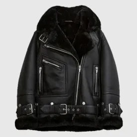 Buy Best Style Black Women B3 RAF Aviator Styled Sheepskin Shearling Leather Jacket