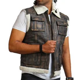 Buy Best Style Genuine Brown Leather Vest with Fur Lining – Rfx Leather