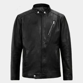 Buy Best Style Mens Genuine Moto Road Black Biker Leather Jacket