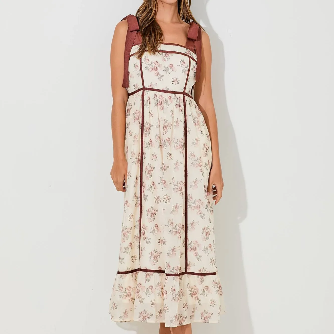 Campbell Floral Contrast Lined Midi Dress