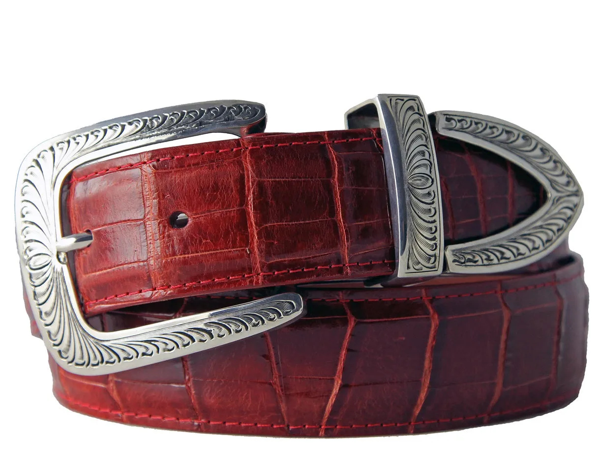 Chacon Caliente Feather Engraved Buckle Set 1.5 3 pc