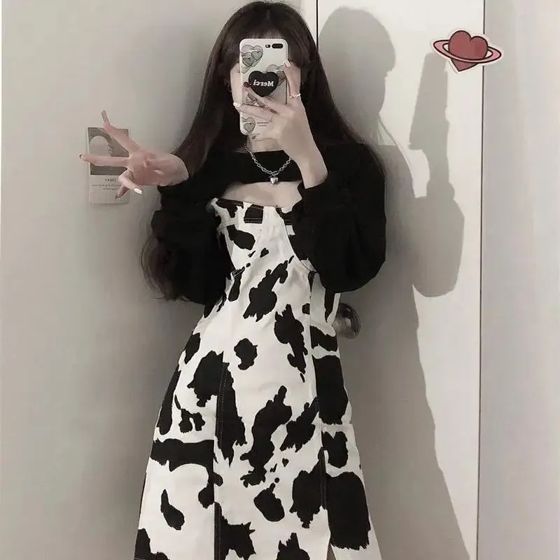 Cow Print Slip Dress Women Fashion Sexy Bodycon Dress Women Summer Sundresses Streetwear Women Korean Trendy Dress