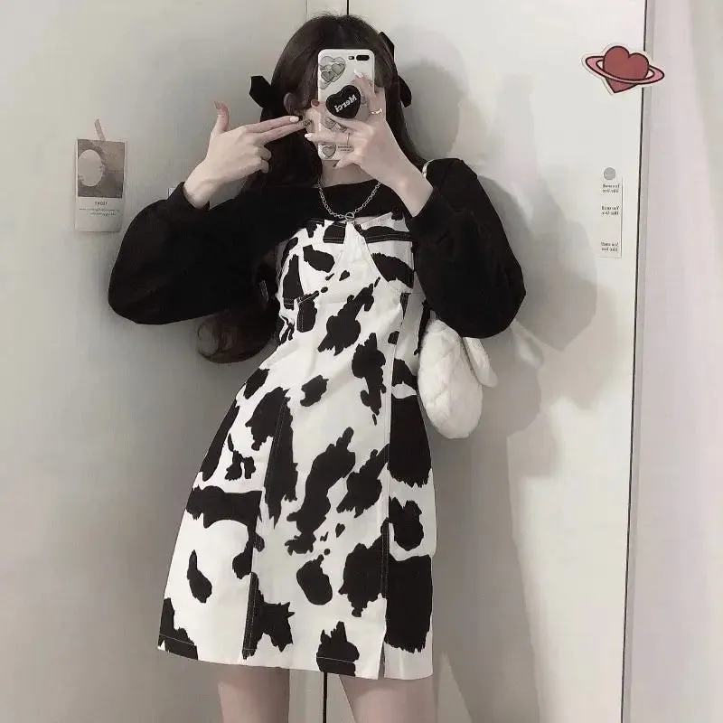 Cow Print Slip Dress Women Fashion Sexy Bodycon Dress Women Summer Sundresses Streetwear Women Korean Trendy Dress