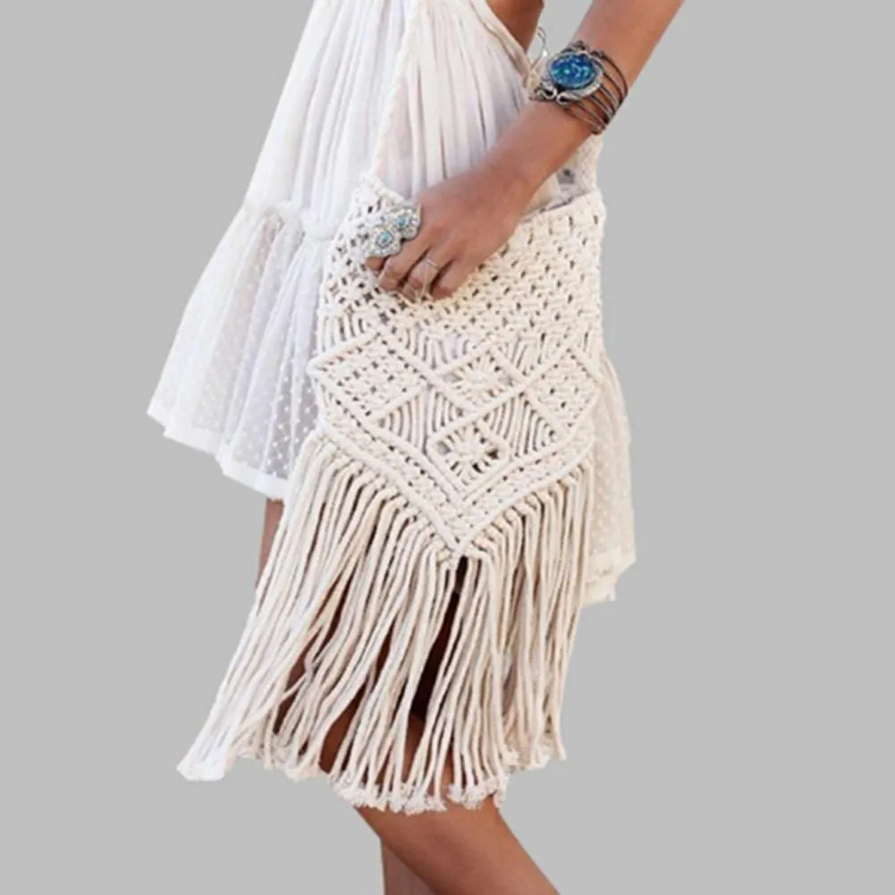 Crochet Tassel Crossbody Bag