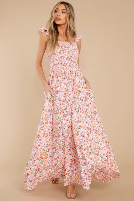 Delightful Darling Pink Multi Floral Print Maxi Dress