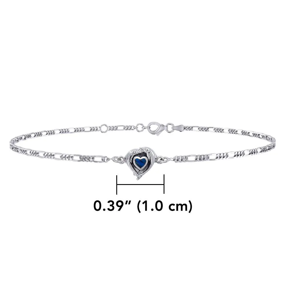 Dolphin Silver Heart Anklet - 925 Real Silver