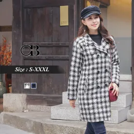 DOUBLE-BREASTED HOUNDSTOOTH COAT