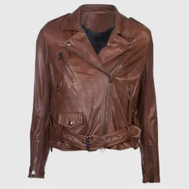 Genuine Best Fashion Emma Watson Slim Fit Brown Leather Jacket