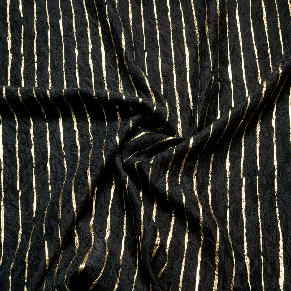 Gold Striped Black Silk Blend