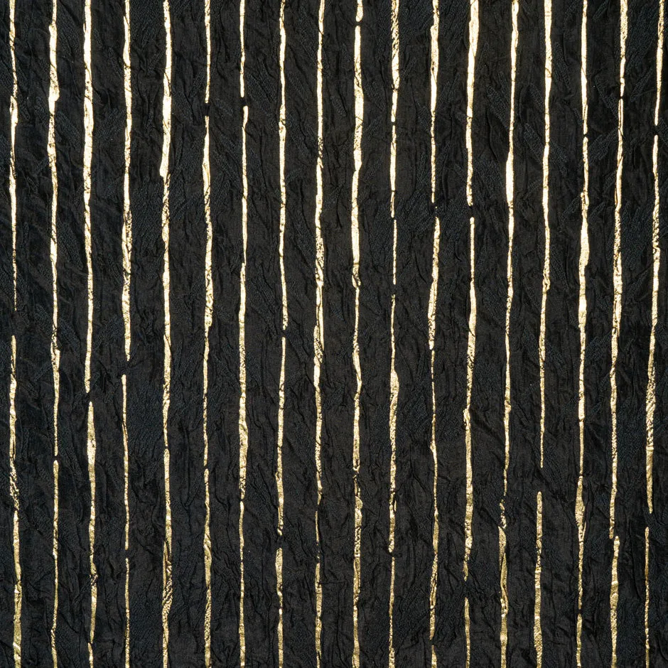 Gold Striped Black Silk Blend