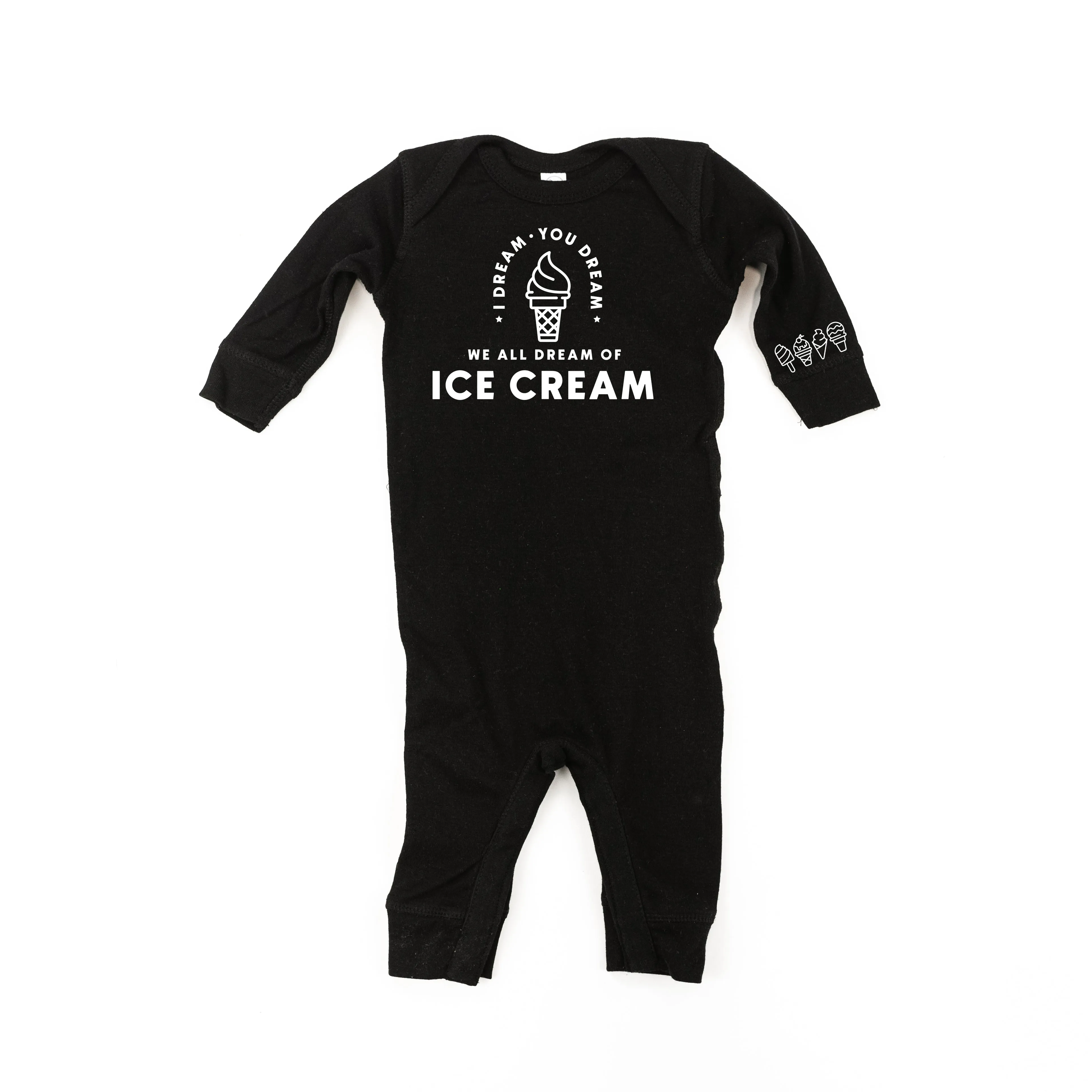 I DREAM OF ICE CREAM - Ice Cream Wrist Detail - One Piece Baby Sleeper