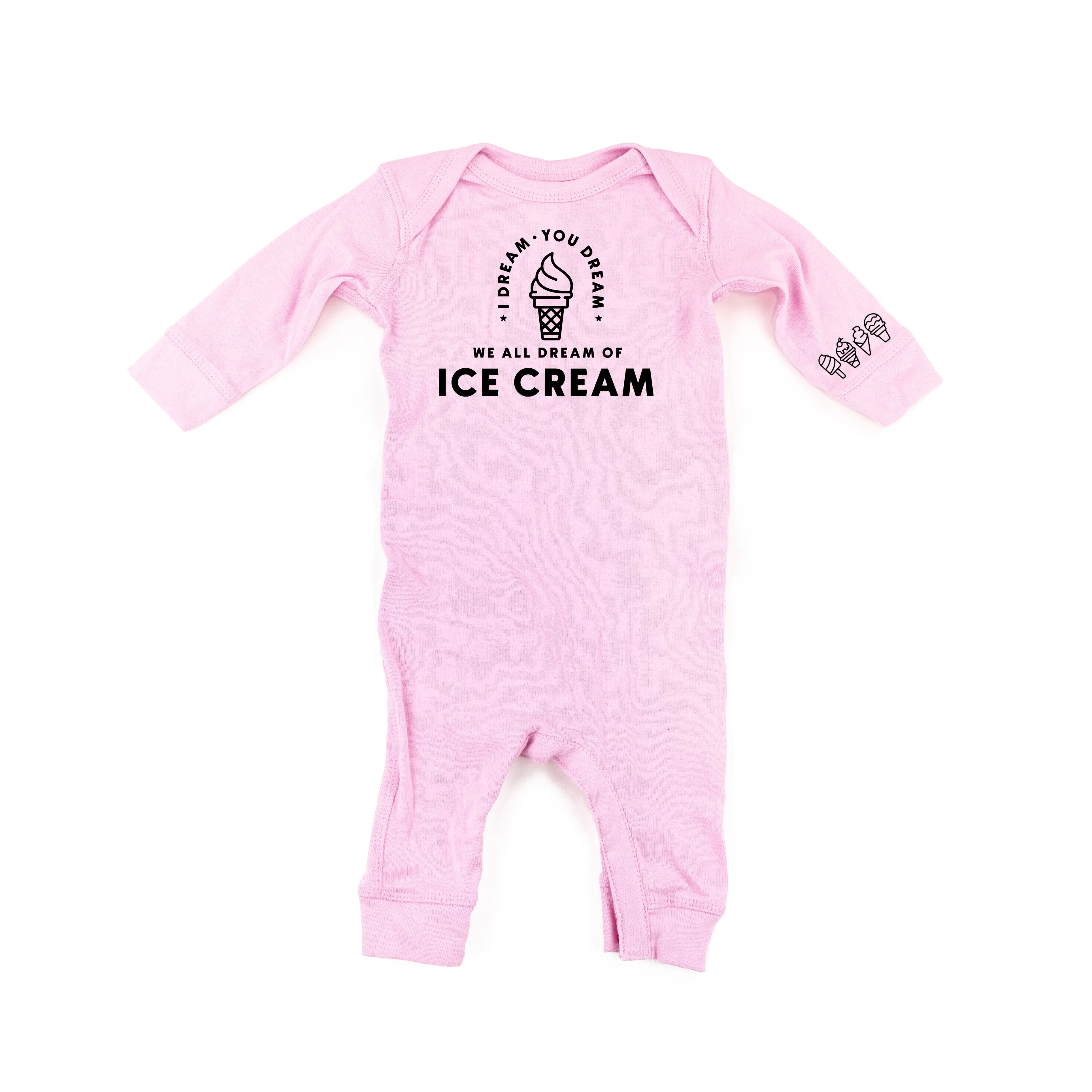 I DREAM OF ICE CREAM - Ice Cream Wrist Detail - One Piece Baby Sleeper