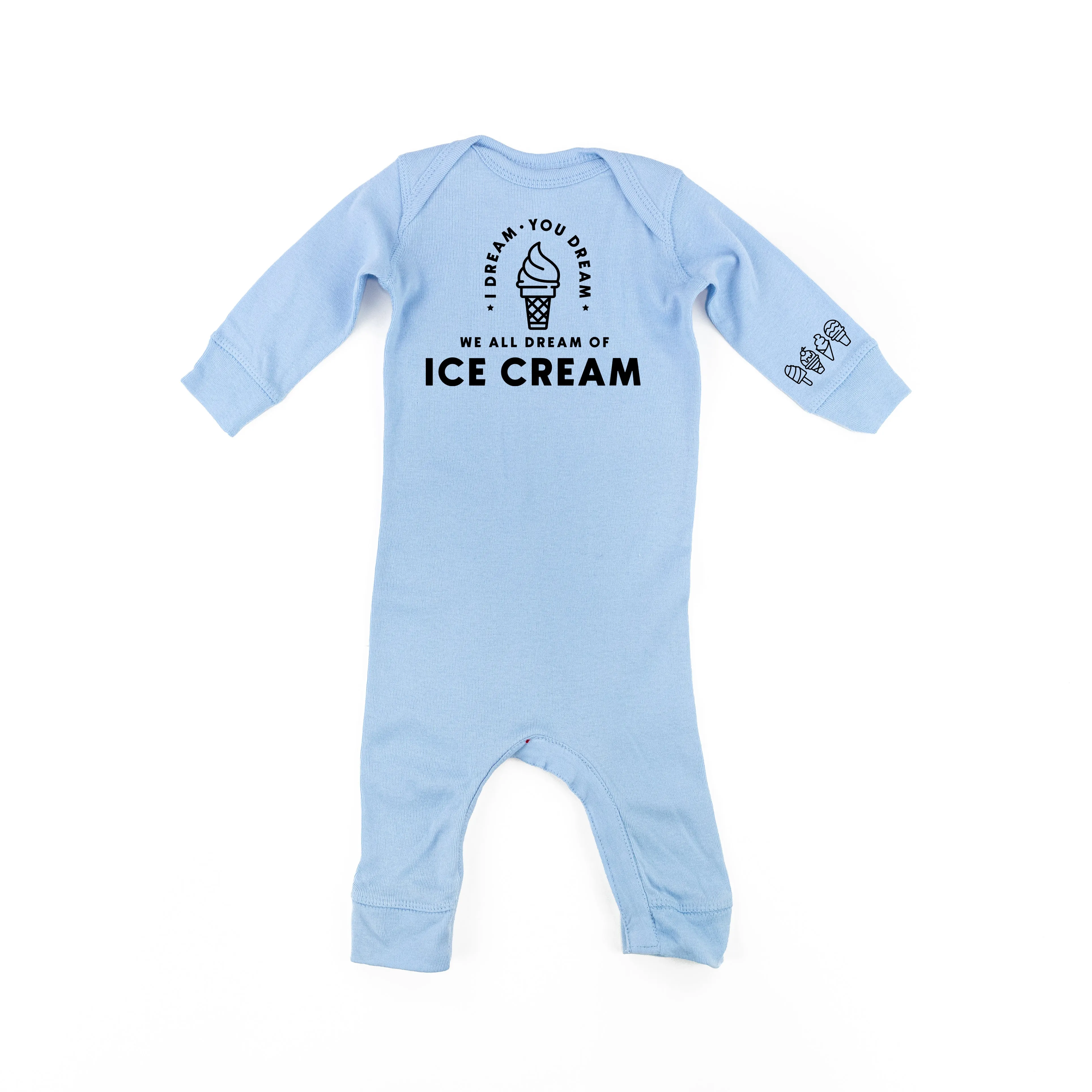 I DREAM OF ICE CREAM - Ice Cream Wrist Detail - One Piece Baby Sleeper