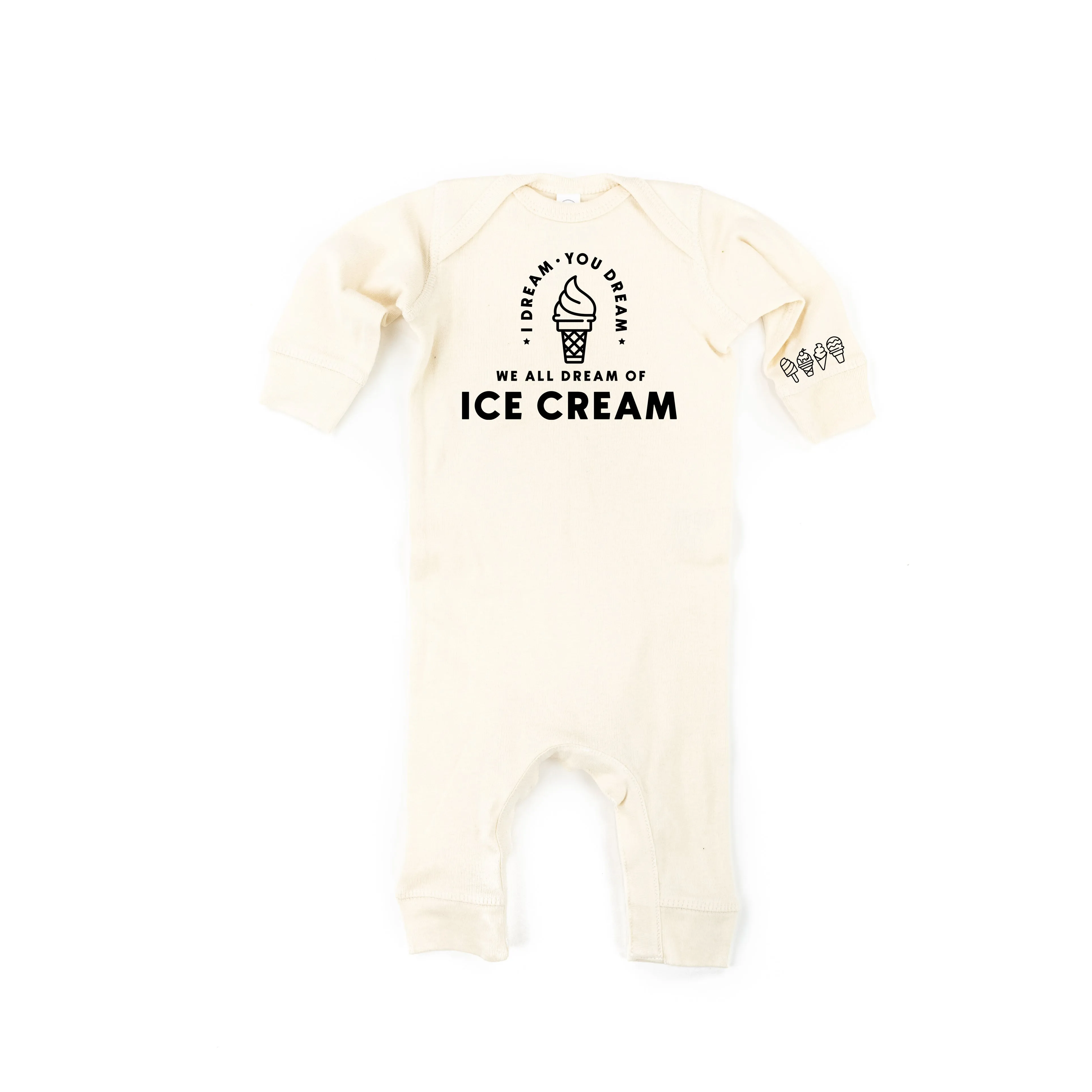 I DREAM OF ICE CREAM - Ice Cream Wrist Detail - One Piece Baby Sleeper