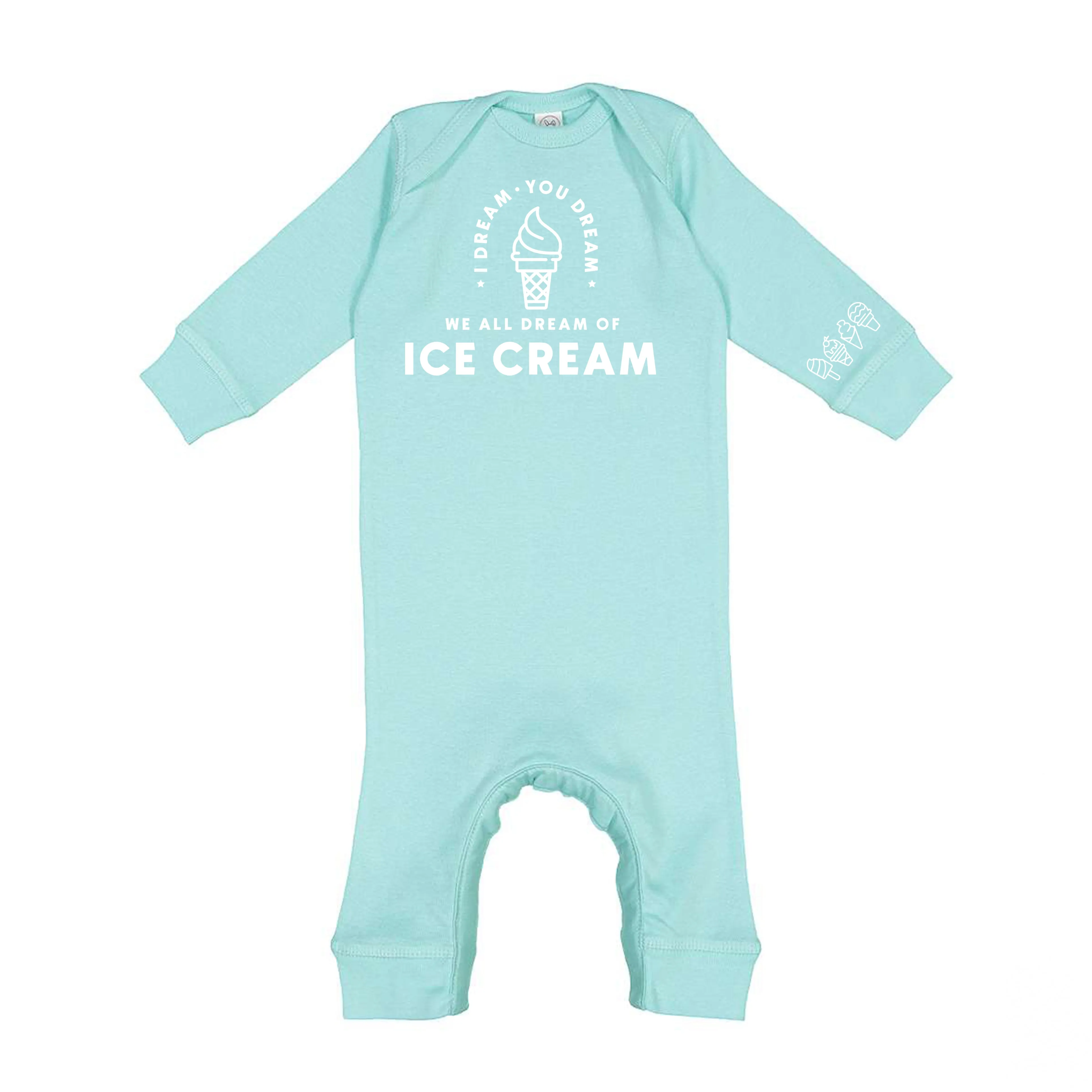 I DREAM OF ICE CREAM - Ice Cream Wrist Detail - One Piece Baby Sleeper