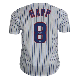 Ian Happ Autographed Chicago Pinstripe Throwback Baseball Jersey (Beckett)