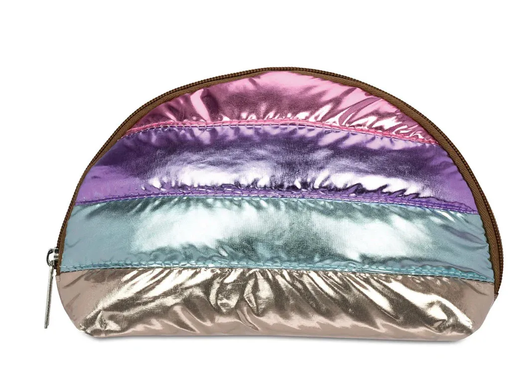 Icy Color Block Puffer Oval Cosmetic Bag