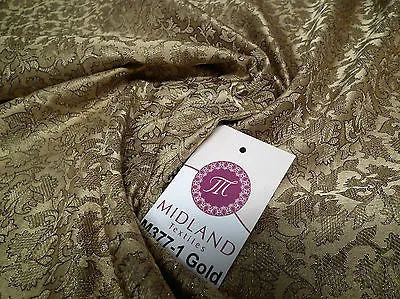 Indian  Floral Gold Metallic faux silk banarsi Brocade 44" Wide M377