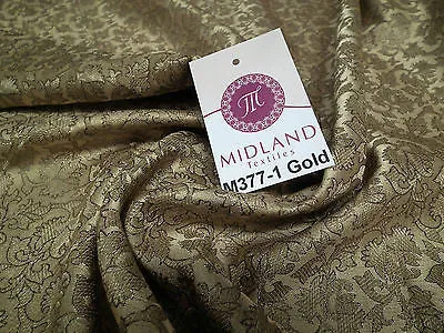 Indian  Floral Gold Metallic faux silk banarsi Brocade 44" Wide M377