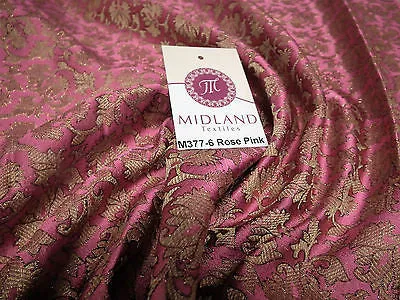 Indian  Floral Gold Metallic faux silk banarsi Brocade 44" Wide M377