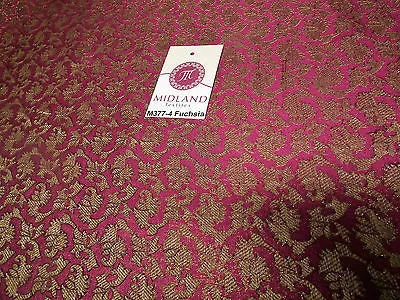 Indian  Floral Gold Metallic faux silk banarsi Brocade 44" Wide M377