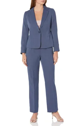 Le Suit Crepe One Button Notch Collar Pant Suit