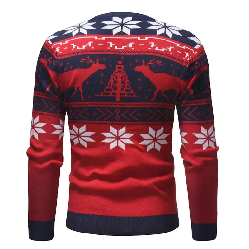 LetsKeep New Ugly Christmas Sweater Men Deer Printed Mens Pullover Sweaters Winter O-Neck Christmas Clothes Men EU Size, MA551