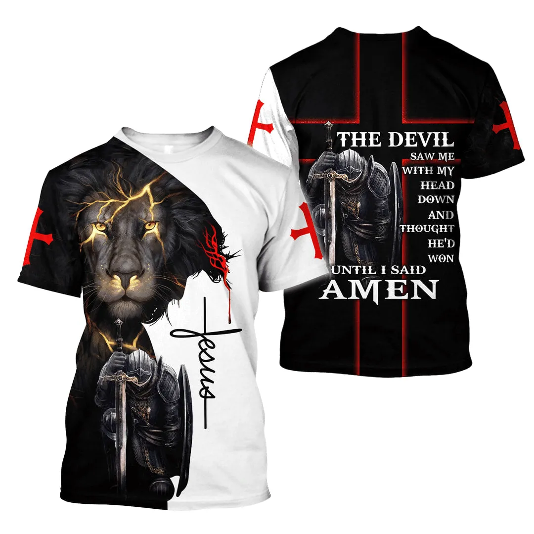 Lion Jesus And Knight Templar Jesus Shirt - Christian 3D Shirt