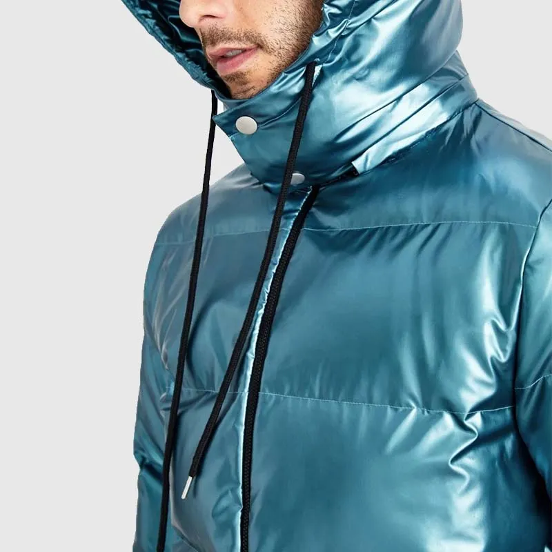 Men Fashion Best Winter Bubble Zipper Front Drawstring Hooded Puffer Coat