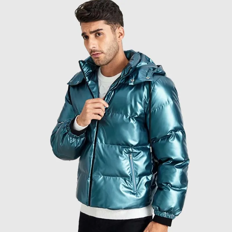 Men Fashion Best Winter Bubble Zipper Front Drawstring Hooded Puffer Coat