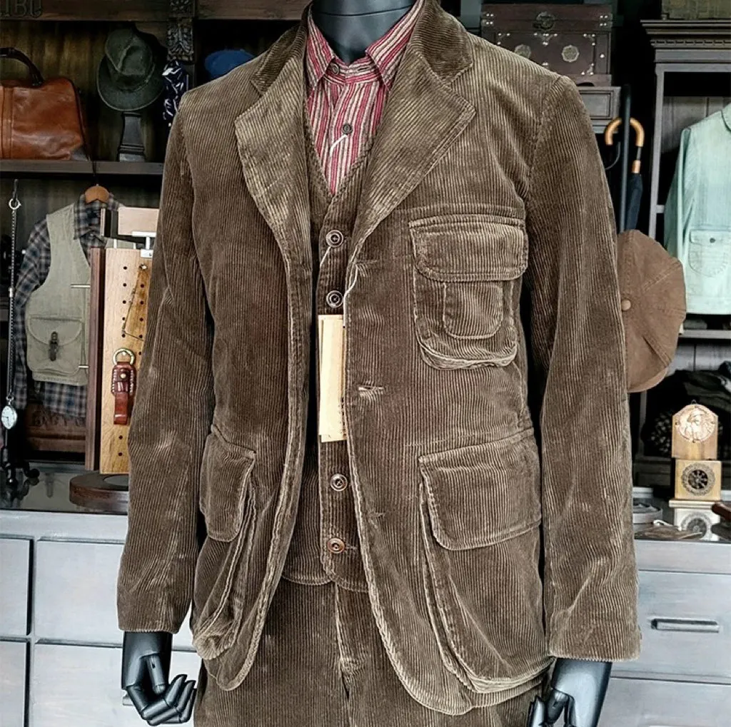 Men's Corduroy Safari Suit Jacket Brown