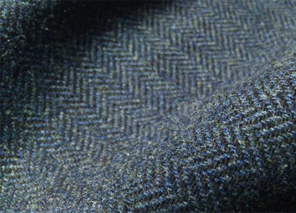 Men's Herringbone Tweed Suit Jacket Blue