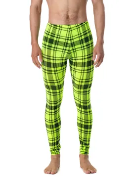 MENS LEGGINGS - YELLOW & BLACK PLAID