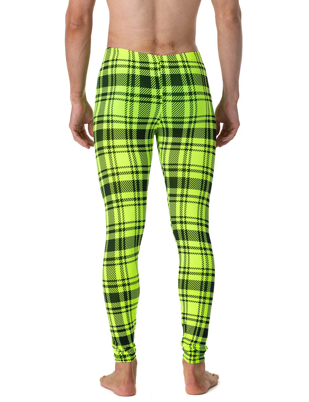 MENS LEGGINGS - YELLOW & BLACK PLAID