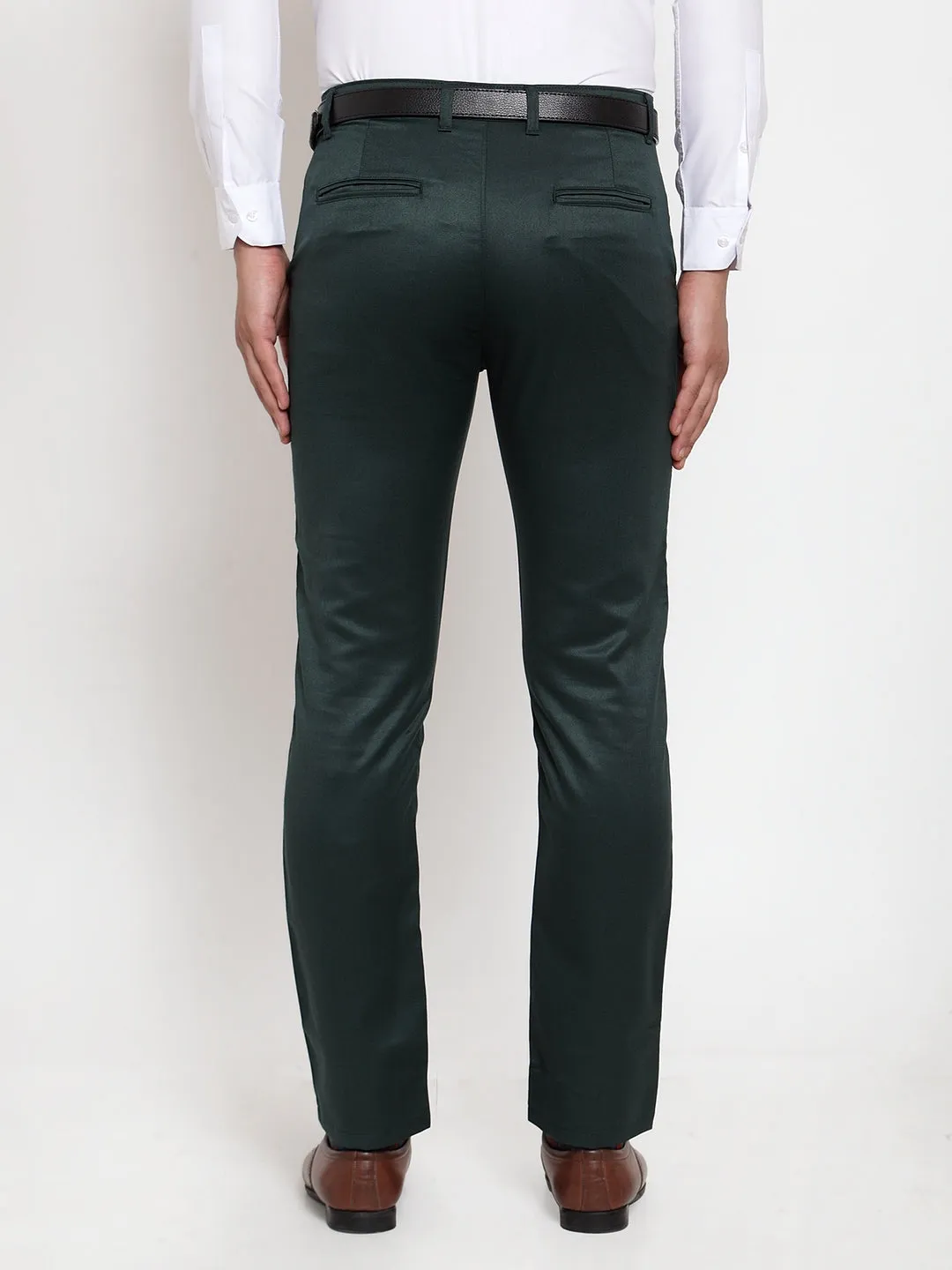 Men'S Olive Tapered Fit Formal Trousers