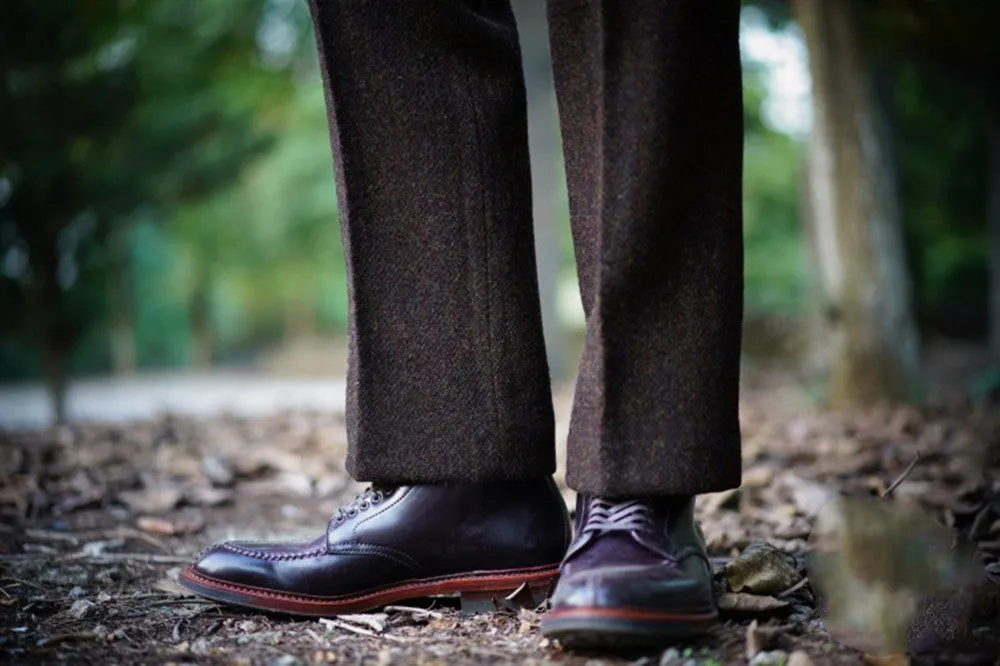 Men's Tweed Pants High Waist Chocolate Brown