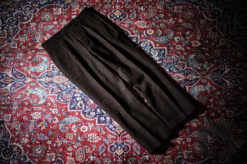 Men's Tweed Pants High Waist Chocolate Brown